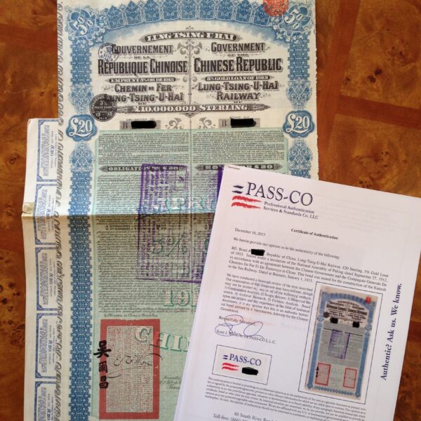 China 1913 – 5% Lung-Tsing-U-Hai Railway Loan